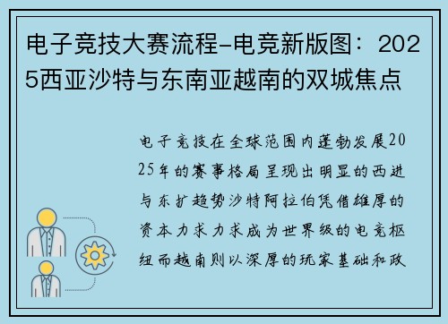 电子竞技大赛流程-电竞新版图：2025西亚沙特与东南亚越南的双城焦点